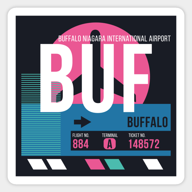 Buffalo (BUF) Airport // Sunset Baggage Tag Sticker by Now Boarding